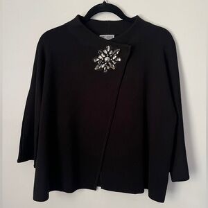 JM Collection Black 3/4 Sleeve Cardigan Size M Petites